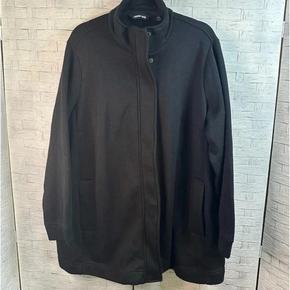 Lands End knit, lightweight jacket, full zip, black packets, winter plusโ size